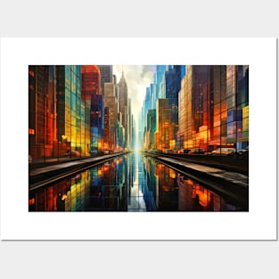 City Landscape Concept Abstract Colorful Scenery Painting Posters and Art